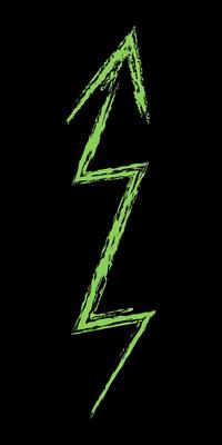 Chalk zigzag up arrow color. Hand drawn illustration.