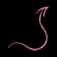 Wavy and arched arrow up right color. Chalk hand drawn arrow. vector