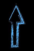 Contour thick arrow up color. Hand drawn chalk arrow. vector