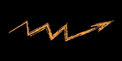 Zigzag arrow to the right color. Hand drawn chalk arrow. vector