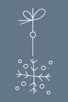 Abstract snowflake on a string with a bows. Color clipart illustration. vector