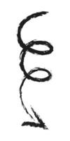 Hand drawn charcoal curling down arrow. vector