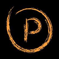 Registered trademark symbol color. Chalk hand drawn sign. vector