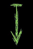 Down arrow with line on top color. Chalk hand drawn arrow. vector