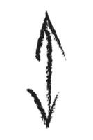 Simple two-way down and up arrow. Hand drawn charcoal arrow. vector