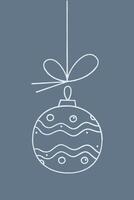 Christmas ball with a wavy pattern and circles on a string. Color clipart illustration. vector