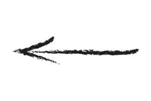A simple left arrow. Hand drawn charcoal arrow. vector