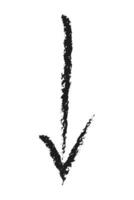 A simple down arrow. Hand drawn charcoal arrow. vector