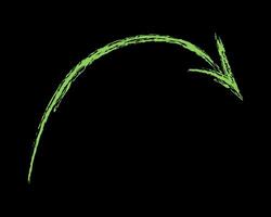 Arched arrow right color. Chalk hand drawn arrow. vector