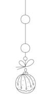 Christmas ball with an abstract pattern on a string. Black and white clipart illustration. vector