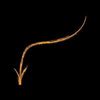 Wavy and arched arrow down color. Chalk hand drawn arrow. vector