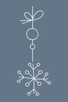 Snowflake with circles and bow on a string. Color clipart illustration. vector
