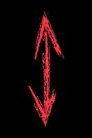 Simple two-way down and up arrow color. Chalk hand drawn arrow. vector