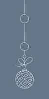 Striped Christmas ball with quadrangles on a string. Color clipart illustration. vector