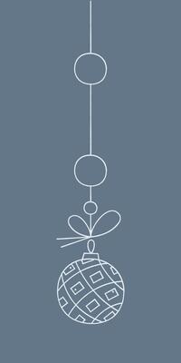 Striped Christmas ball with quadrangles on a string. Color clipart illustration.