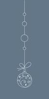 Christmas ball with pattern and snowflakes on a string. Color clipart illustration. vector