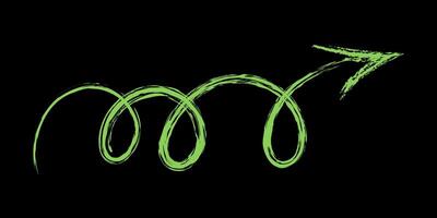 Chalk curling right arrow color. Hand drawn arrow. vector