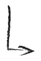 Right down arrow with angle. Hand drawn charcoal arrow. vector