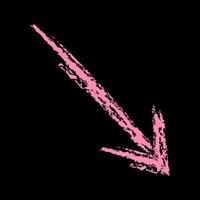 A simple right down arrow color. Chalk hand drawn arrow. vector