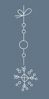 Snowflake with a rhombus and circles on a string. Color clipart illustration. vector