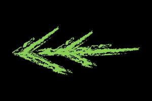 Double left arrow color. Chalk hand drawn arrow. vector