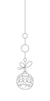 Christmas ball with an abstract pattern on a thread. Black and white clipart illustration. vector