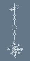 Snowflake with two circles on a string. Color clipart illustration vector