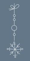 Abstract snowflake on a long thread. Color clipart illustration. vector