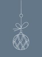 A Christmas ball with a pattern like a pine cone on a string. Color clipart illustration. vector