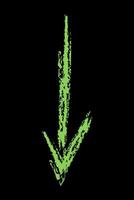 A simple down arrow color. Chalk hand drawn arrow. vector