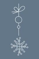 Snowflake with two quadrangle on a string. Color clipart illustration. vector