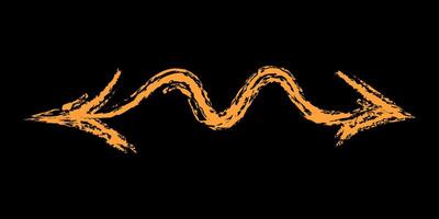 Wavy double-sided arrow color. Chalk hand drawn arrow. vector