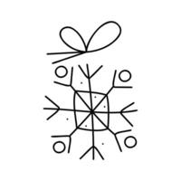 Abstract snowflake with a quadrangle and bow. Black and white clipart illustration. vector