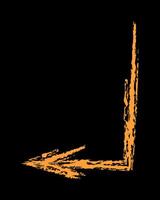 Left down arrow with angle color. Chalk hand drawn arrow. vector