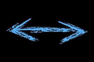 Simple two-way left and right arrow color. Chalk hand drawn arrow. vector