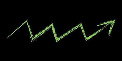 Zigzag up right arrow color. Chalk hand drawn arrow. vector