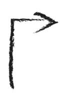Right up arrow with angle. Hand drawn charcoal arrow. vector