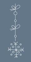 Snowflake on a string with two bows. Color clipart illustration. vector