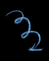 Curling down arrow color. Hand drawn chalk arrow. vector