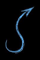 Rounded and arched arrow up right color. Hand drawn chalk arrow. vector