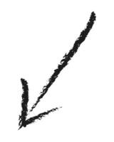 A simple left down arrow. Hand drawn charcoal arrow. vector