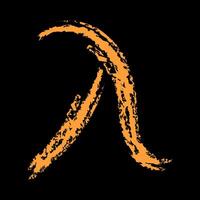 Chalk lambda sign color. Doodle hand drawn. vector