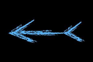 Left arrow forked at the end color. Chalk hand drawn arrow. vector