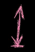 Double-sided arrow with a line at the bottom color. Chalk hand drawn arrow. vector
