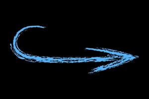Rounded arrow to the right down color. Chalk hand drawn arrow. vector