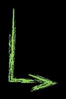 Right down arrow with angle color. Chalk hand drawn arrow. vector