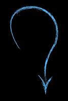 Arched arrow down color. Chalk hand drawn arrow. vector
