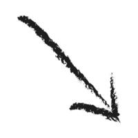 A simple right down arrow. Hand drawn charcoal arrow. vector