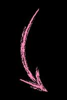 Arc shaped down arrow color. Hand drawn chalk arrow. vector