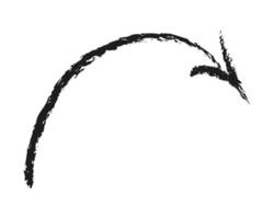 Arched arrow right. Hand drawn charcoal arrow. vector